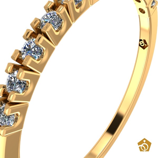 Anel de Ouro Amarelo 18k - Meia Aliança 